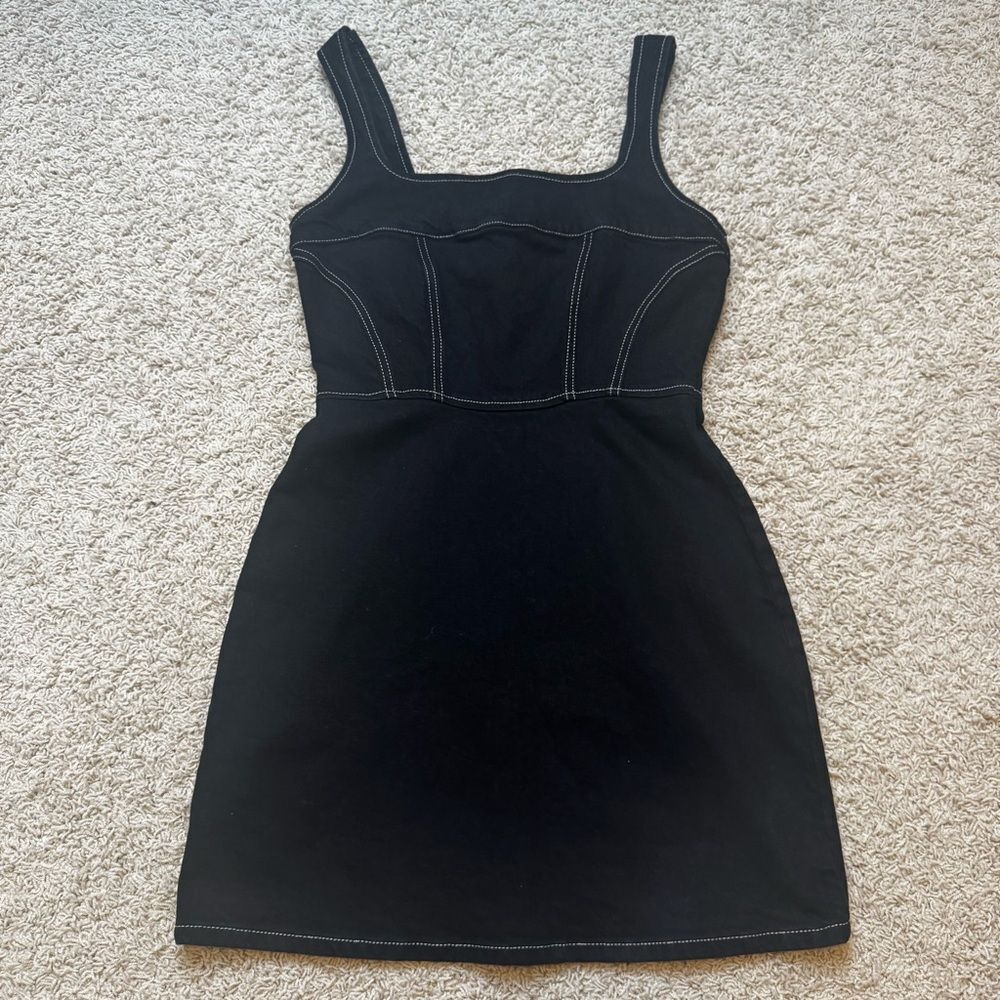 Reformation Black Corset Jean Dress size 6 Davies Bustier Denim Mini Dress - Picture 2 of 7